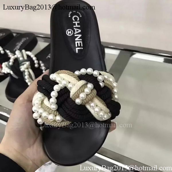 Chanel Slipper Leather CH2078 Black