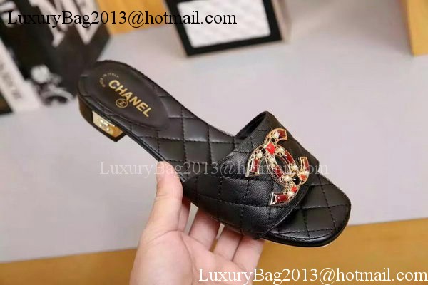 Chanel Slipper Leather CH2092 Black