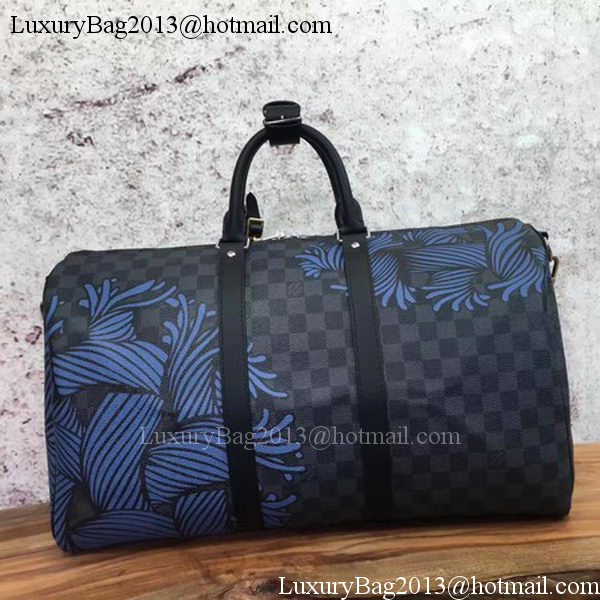 Louis Vuitton Damier Graphite Canvas KEEPALL BANDOULIERE 45 N41701 Blue