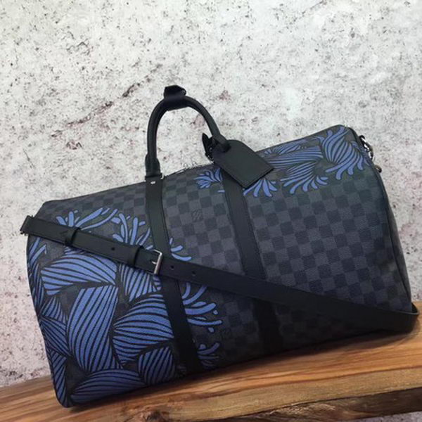 Louis Vuitton Damier Graphite Canvas KEEPALL BANDOULIERE 50 N41486 Blue