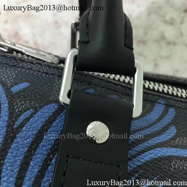 Louis Vuitton Damier Graphite Canvas KEEPALL BANDOULIERE 50 N41486 Blue