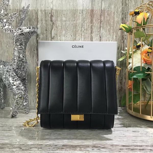 Celine Small Quilted Shoulder Bag C12291 Black