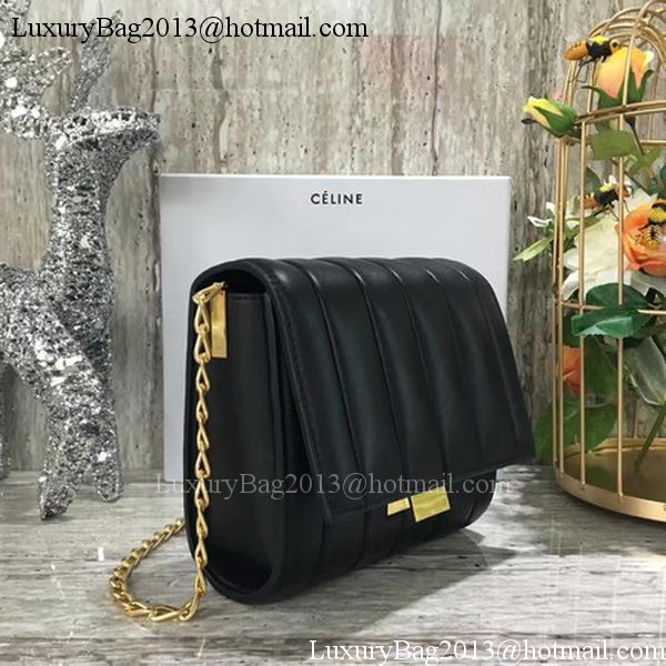 Celine Small Quilted Shoulder Bag C12291 Black