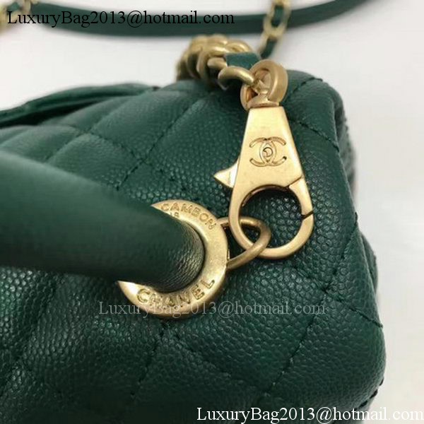 Chanel Classic Top Handle Bag Sheepskin Leather A92991 Green