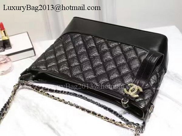 Chanel Medium Shoulder Bag Sheepskin Leather A93826 Black