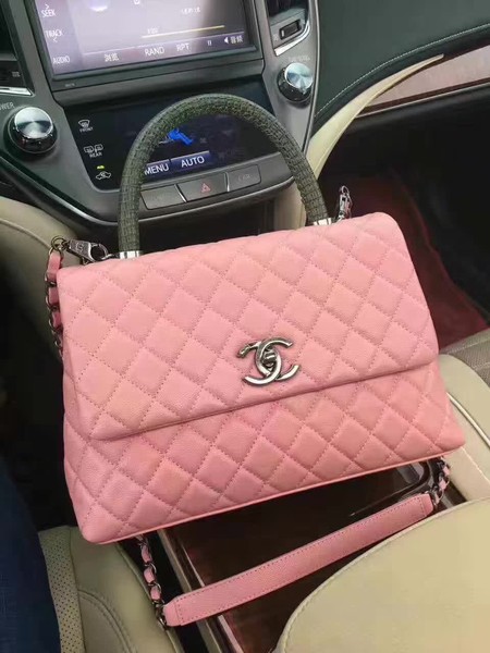 Chanel Classic Top Handle Bag Original Sheepskin Leather A92990 Pink