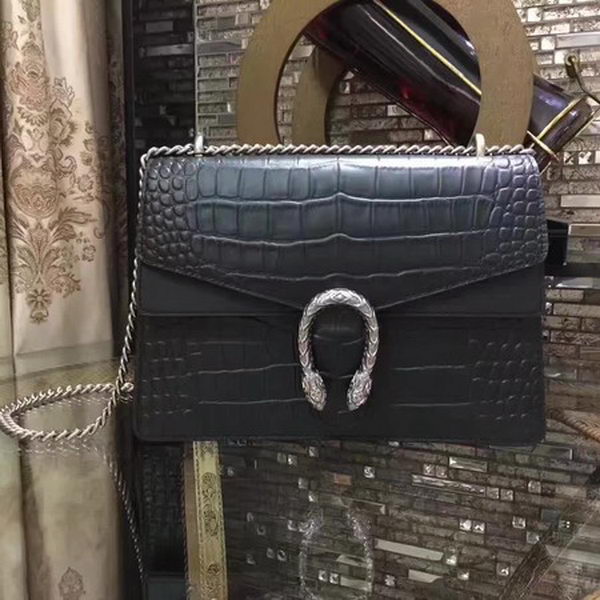 Gucci Dionysus Croco Leather Shoulder Bag 400235 Black