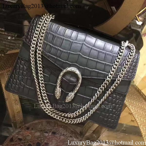 Gucci Dionysus Croco Leather Shoulder Bag 400235 Black