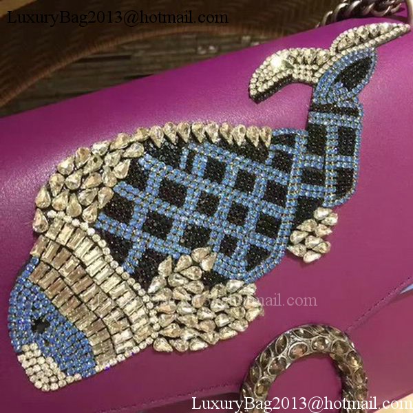 Gucci Dionysus Embroidered Leather Shoulder Bag 400348 Purple