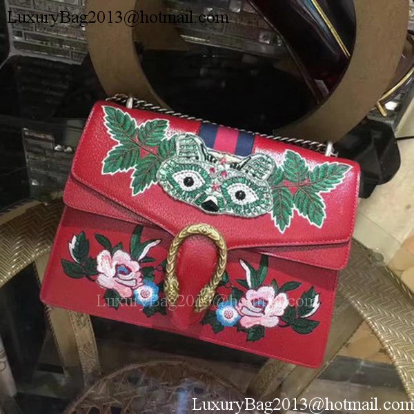 Gucci Dionysus Embroidered Shoulder Bag 400235 Red