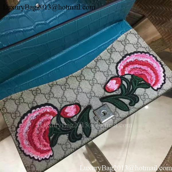 Gucci Dionysus Embroidered Shoulder Bag 400249 Blue Croco