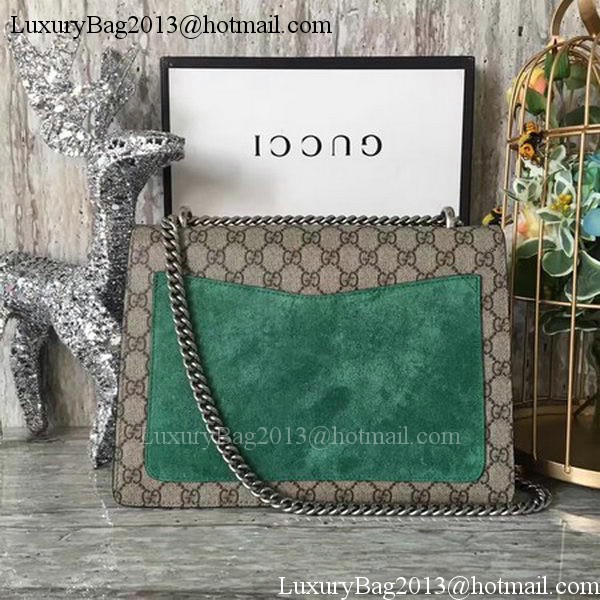 Gucci Dionysus Embroidered Shoulder Bag 400249 Green Suede