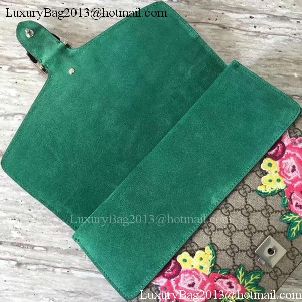 Gucci Dionysus Embroidered Shoulder Bag 400249 Green Suede