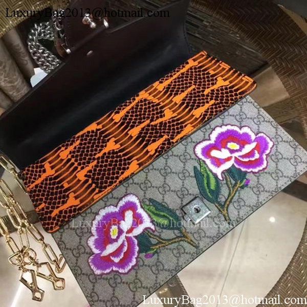 Gucci Dionysus Embroidered Shoulder Bag 400249 Orange Snake