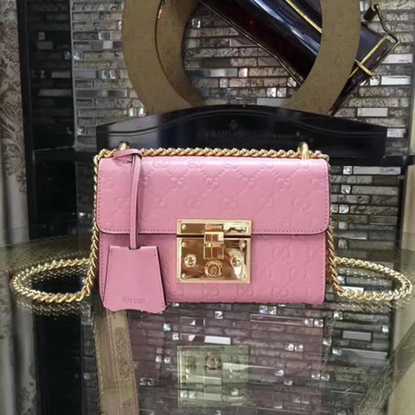 Gucci Padlock Gucci Signature Mini Shoulder Bag 409487 Pink