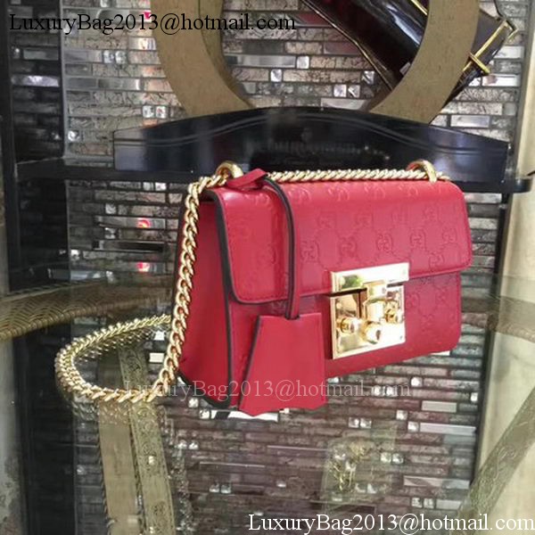 Gucci Padlock Gucci Signature Mini Shoulder Bag 409487 Red