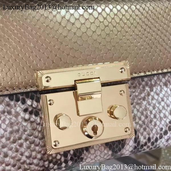 Gucci Padlock Snake Leather Mini Shoulder Bag 409487 Apricot