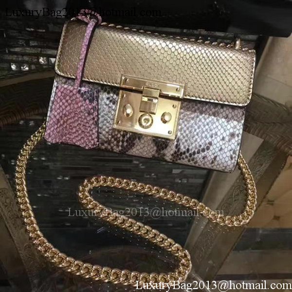 Gucci Padlock Snake Leather Mini Shoulder Bag 409487 Apricot