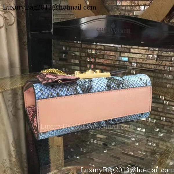 Gucci Padlock Snake Leather Mini Shoulder Bag 409487 Blue