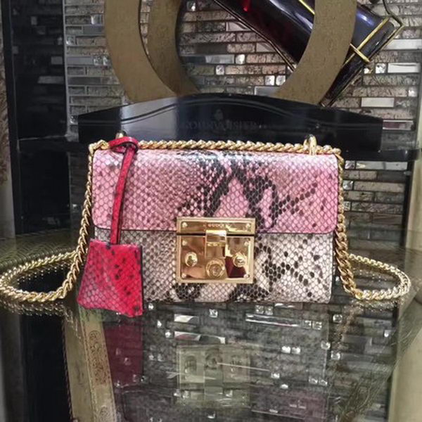 Gucci Padlock Snake Leather Mini Shoulder Bag 409487 Pink