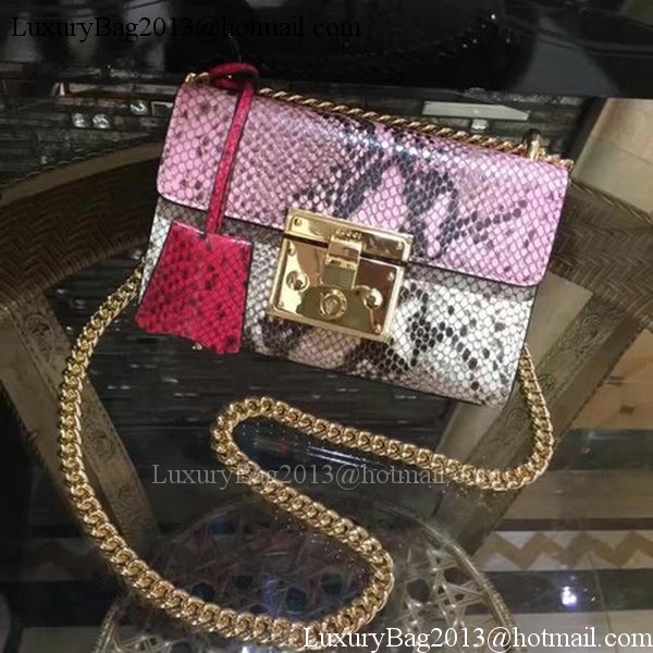 Gucci Padlock Snake Leather Mini Shoulder Bag 409487 Pink