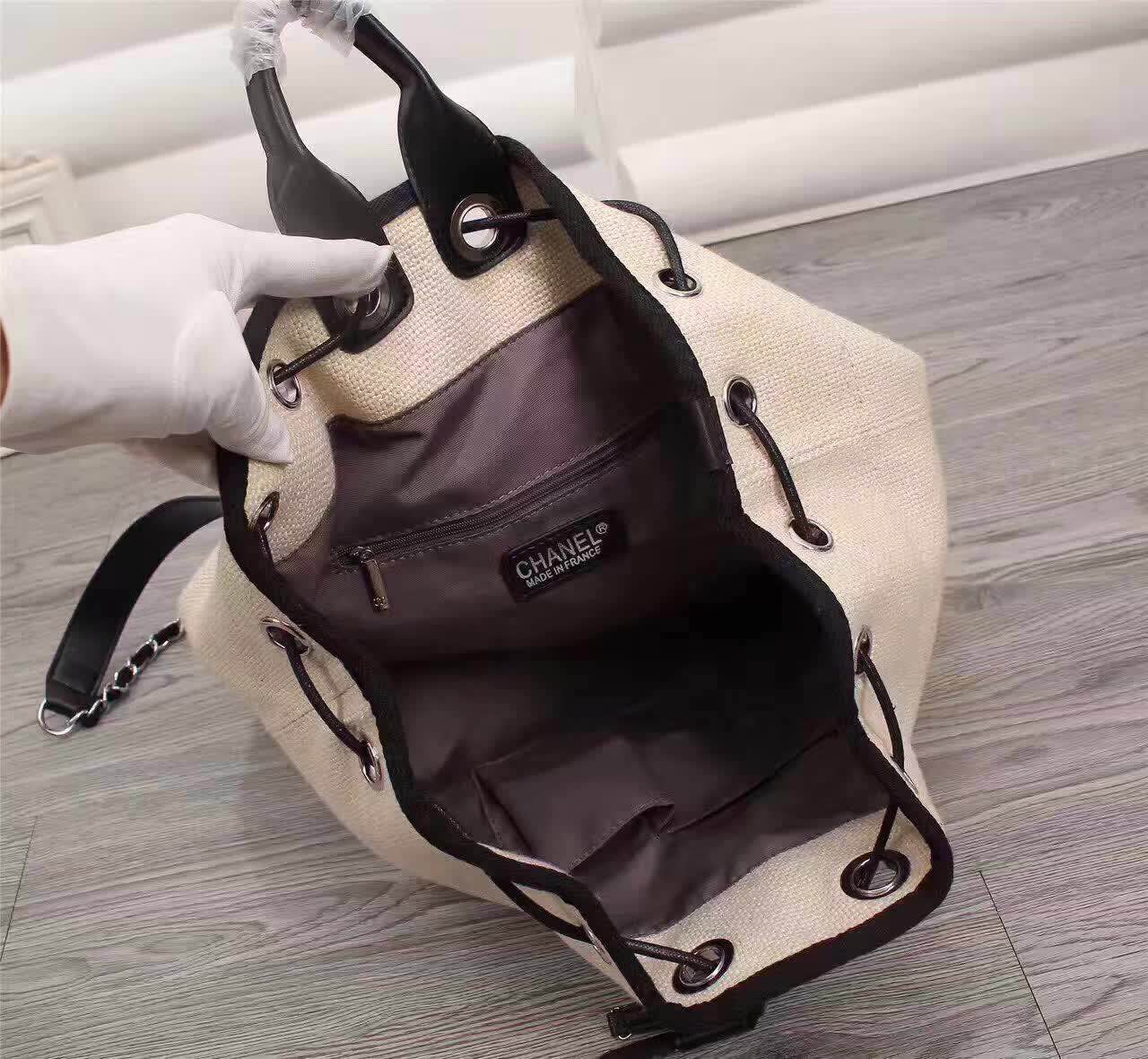 Chanel Canvas Leather Backpack Offwhite 17061