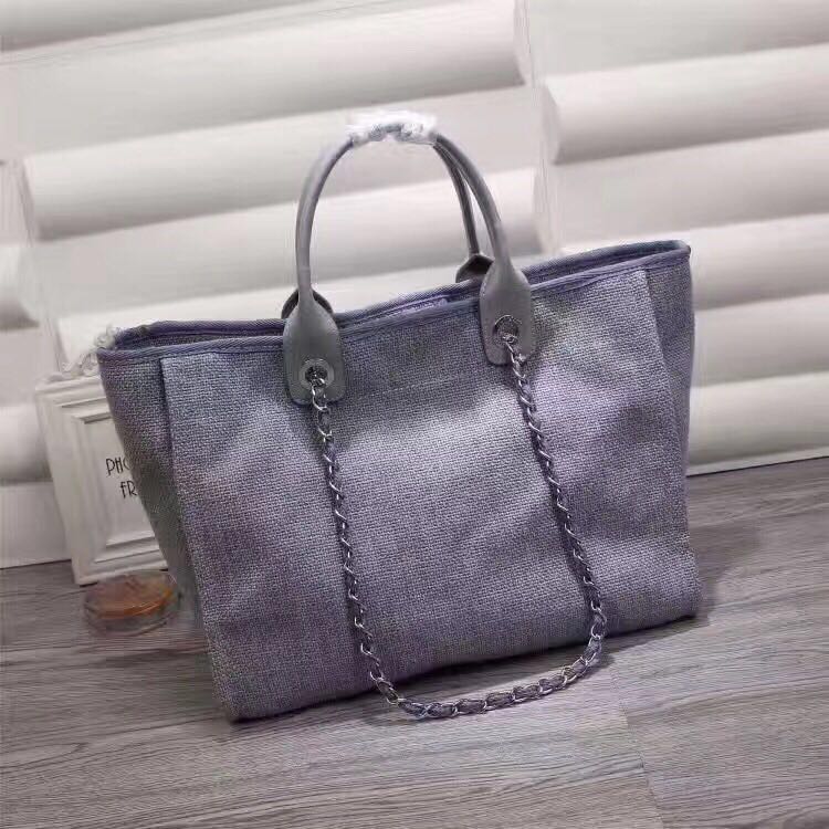 Chanel Canvas Leather Tote Shopping Bag  Blue A1679