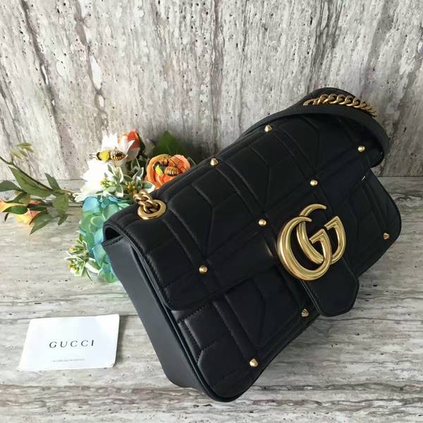 Gucci Now Marmont Mmatelasse Shoulder Bag 443496 Black