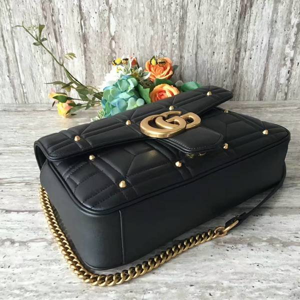 Gucci Now Marmont Mmatelasse Shoulder Bag 443496 Black