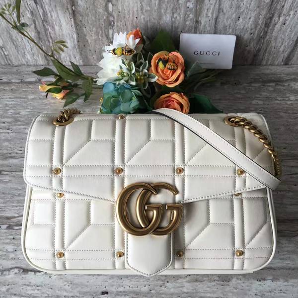 Gucci Now Marmont Mmatelasse Shoulder Bag 443496 White