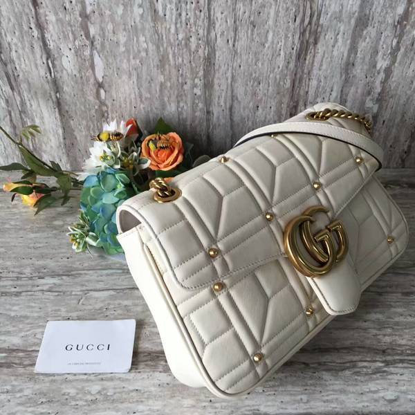 Gucci Now Marmont Mmatelasse Shoulder Bag 443496 White