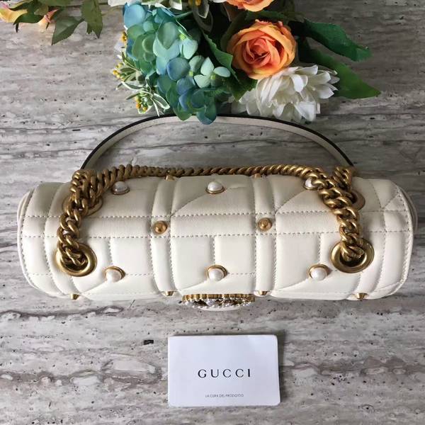 Gucci Now Marmont Mmatelasse Shoulder Bag 443497 White