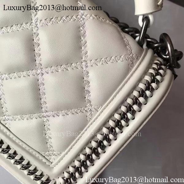 Boy Chanel Flap Shoulder Bag Original Bright Leather A90096 White