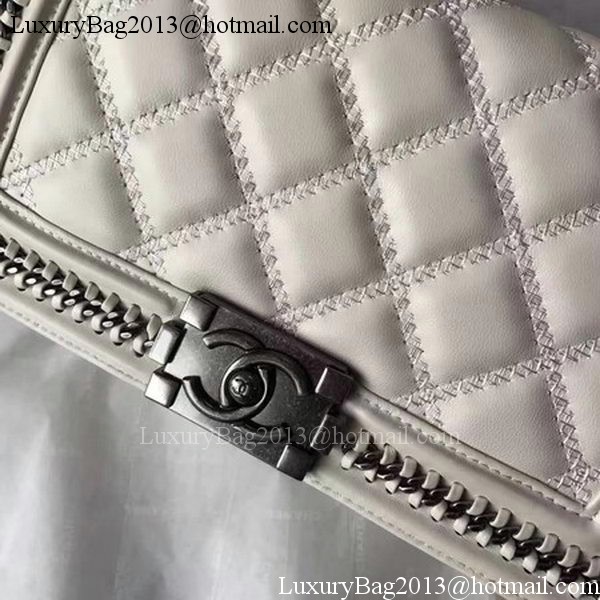 Boy Chanel Flap Shoulder Bag Original Bright Leather A90096 White