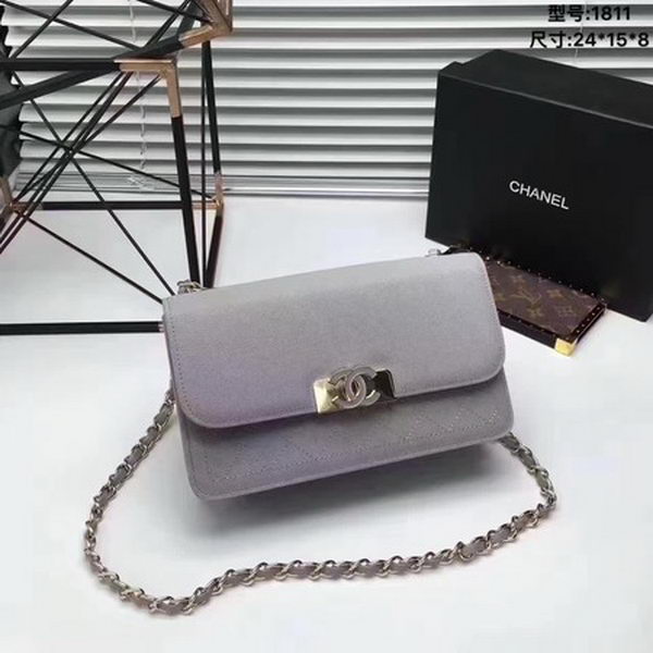 Chanel Flap Shoulder Bag Calfskin Leather CHA1811 Grey