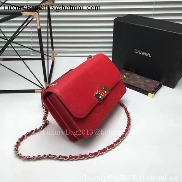 Chanel Flap Shoulder Bag Calfskin Leather CHA1811 Red