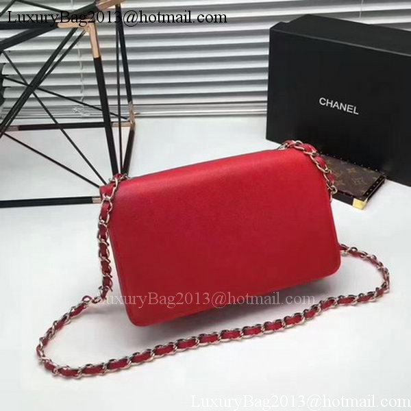 Chanel Flap Shoulder Bag Calfskin Leather CHA1811 Red