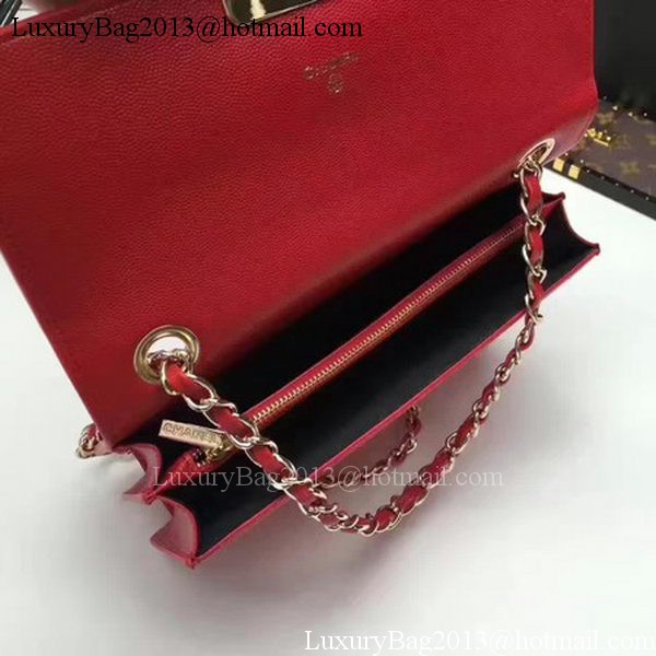Chanel Flap Shoulder Bag Calfskin Leather CHA1811 Red