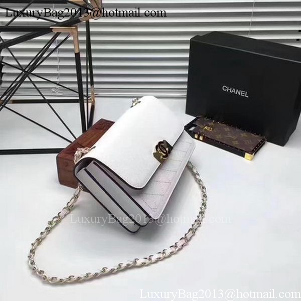Chanel Flap Shoulder Bag Calfskin Leather CHA1811 White