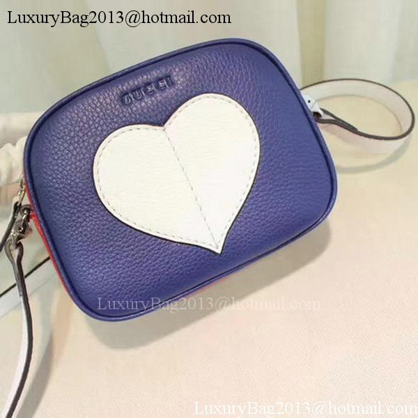 Gucci Childrens Leather Heart Messenger Bag 457223 Blue