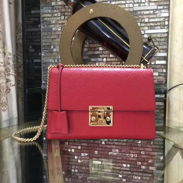 Gucci Padlock Series Gucci Signature Shoulder Bag 409486 Red