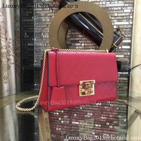 Gucci Padlock Series Gucci Signature Shoulder Bag 409486 Red