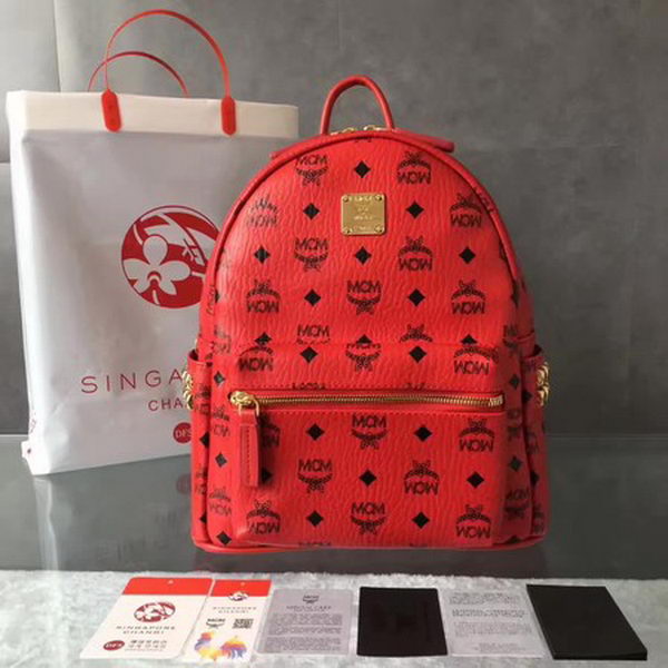 MCM Medium Top Studs Backpack MCM0039 Red