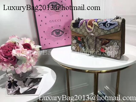 Gucci Dionysus GG Supreme Canvas Shoulder Bag 400249 Apricot