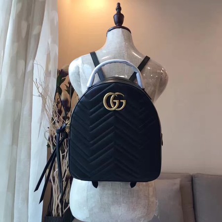 Gucci GG Marmont Quilted Leather Backpack 476671 Black