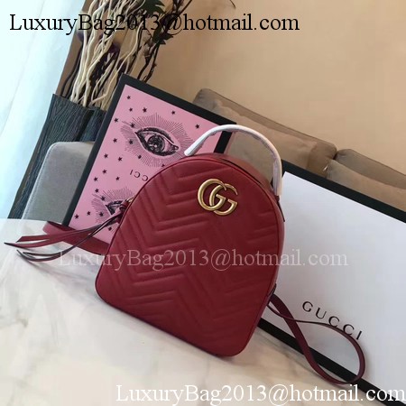 Gucci GG Marmont Quilted Leather Backpack 476671 Red