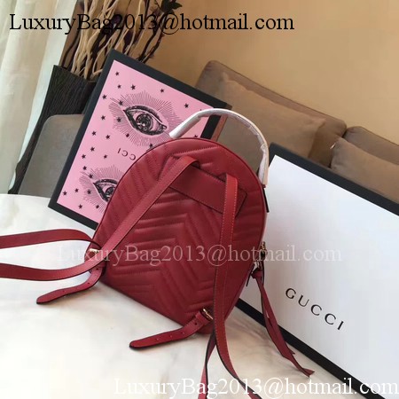 Gucci GG Marmont Quilted Leather Backpack 476671 Red