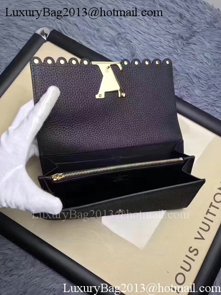 Louis Vuitton Monogram Flowers CAPUCINES WALLET M64102 Black