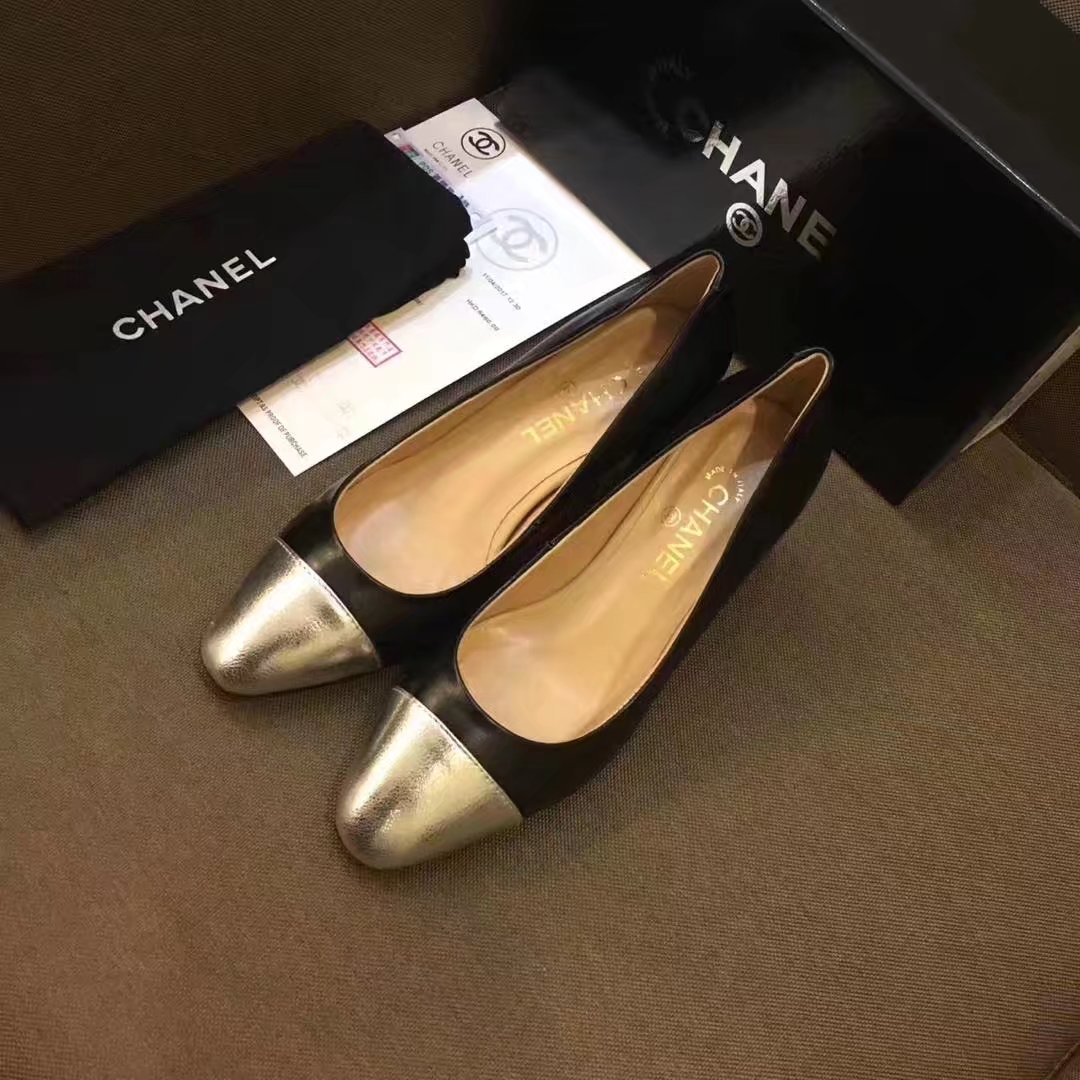 Chanel Pump Leather CH2146 Black&Silver