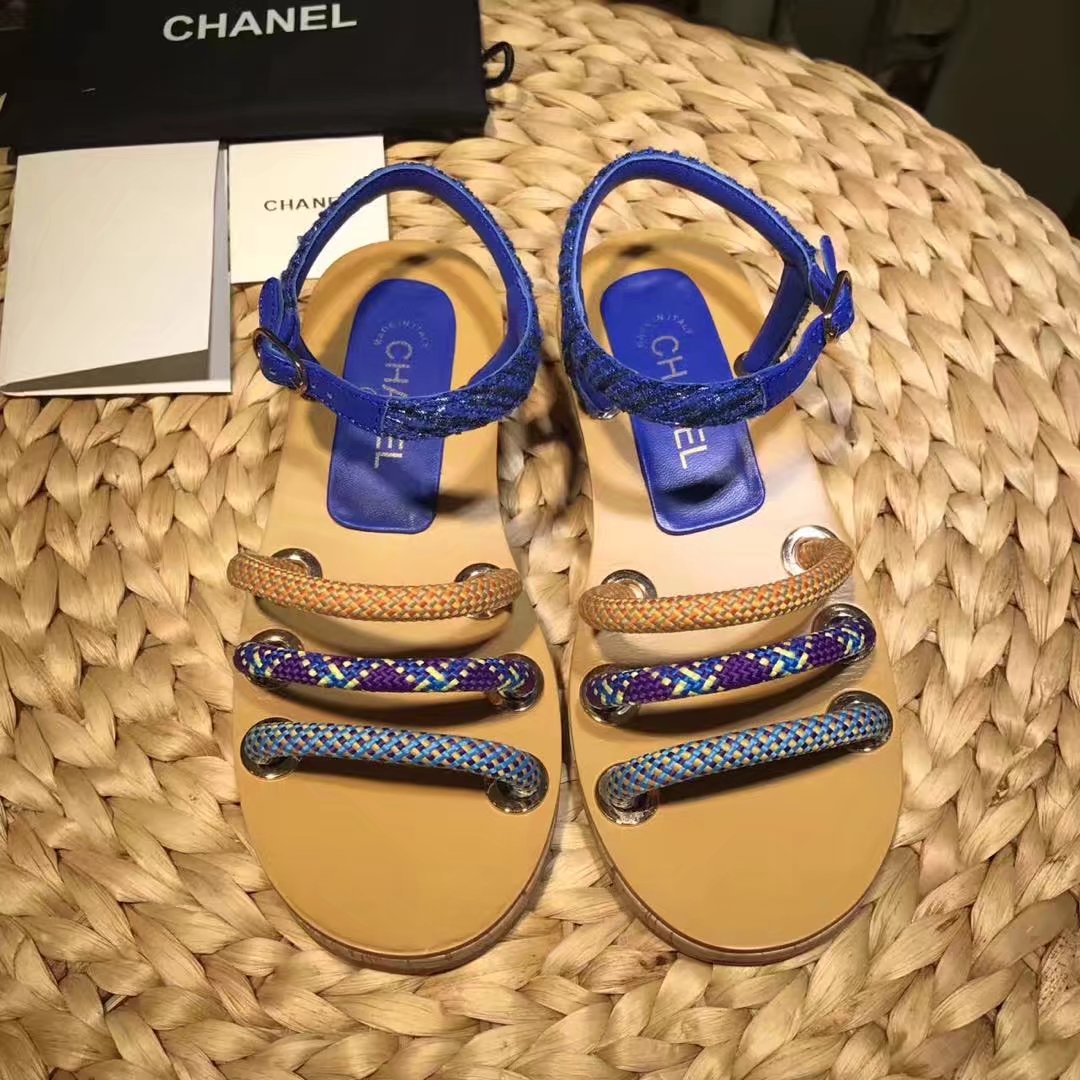 Chanel Sandal Leather CH2143 Blue